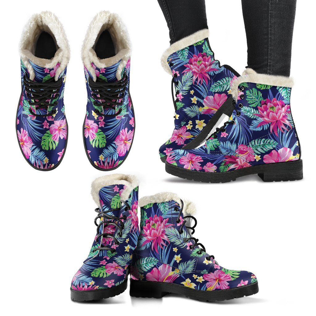 Blossom Tropical Flower Pattern Print Comfy Boots GearFrost