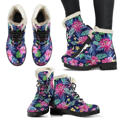 Blossom Tropical Flower Pattern Print Comfy Boots GearFrost