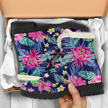 Blossom Tropical Flower Pattern Print Comfy Boots GearFrost