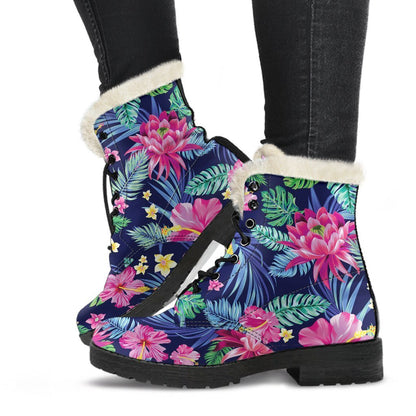 Blossom Tropical Flower Pattern Print Comfy Boots GearFrost