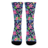 Blossom Tropical Flower Pattern Print Crew Socks