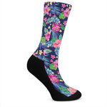Blossom Tropical Flower Pattern Print Crew Socks