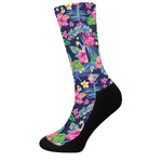 Blossom Tropical Flower Pattern Print Crew Socks