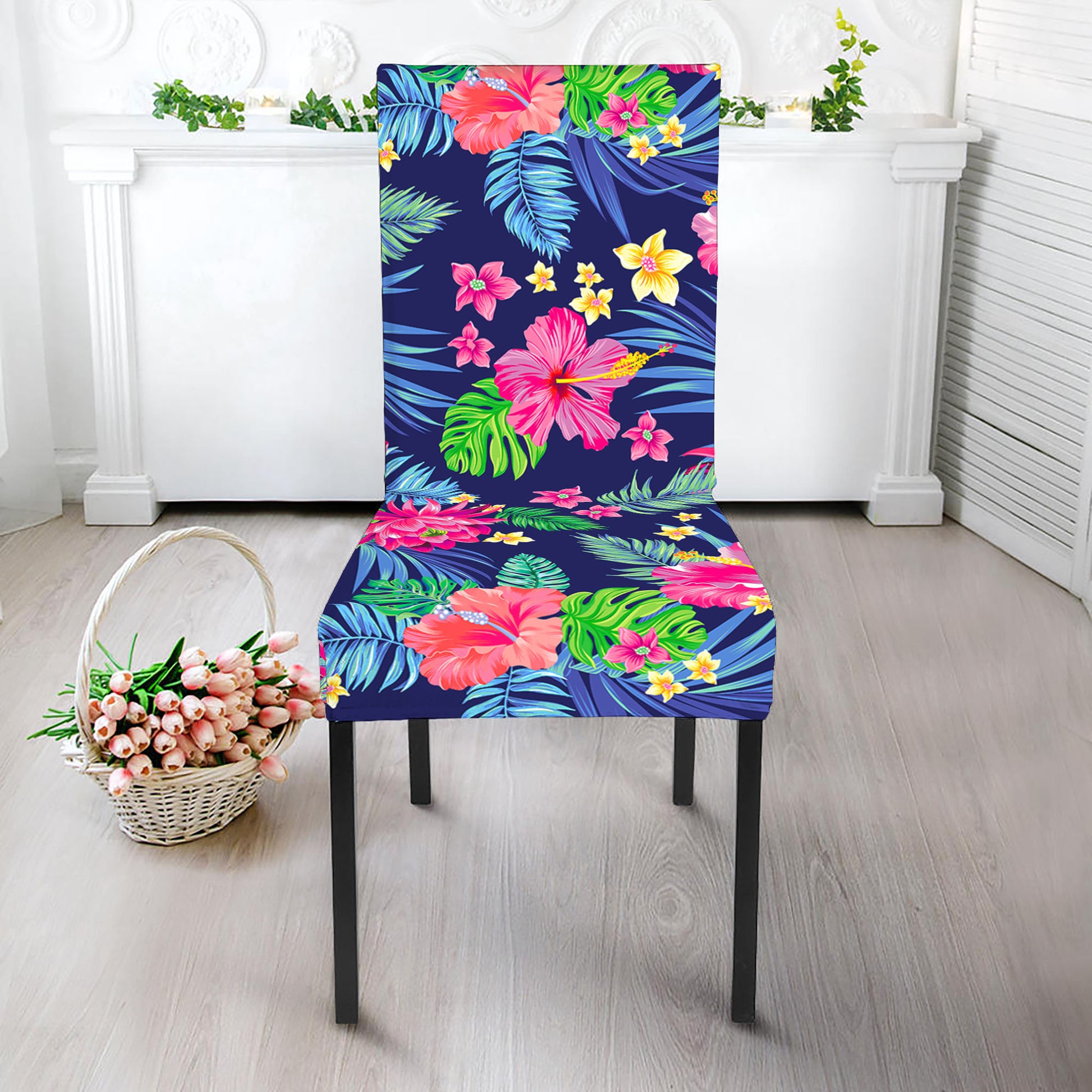 Blossom Tropical Flower Pattern Print Dining Chair Slipcover