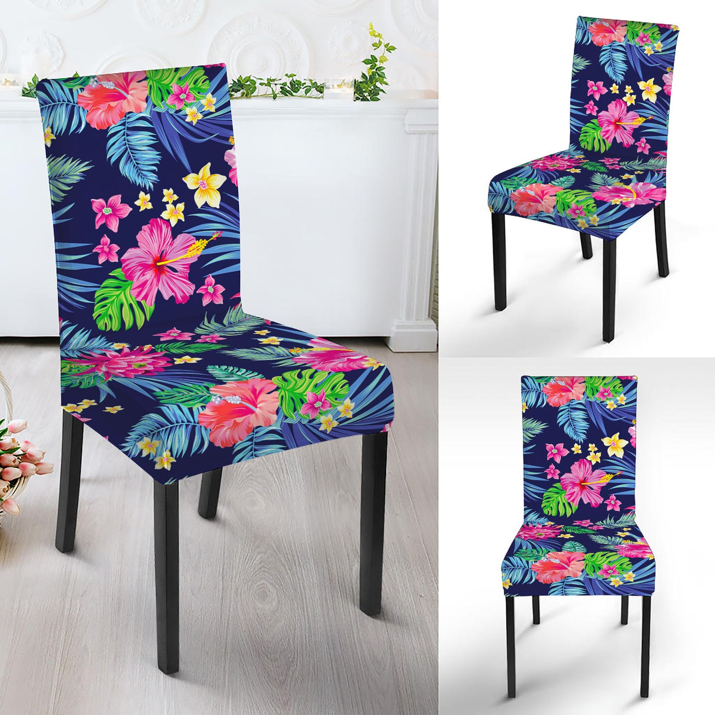 Blossom Tropical Flower Pattern Print Dining Chair Slipcover