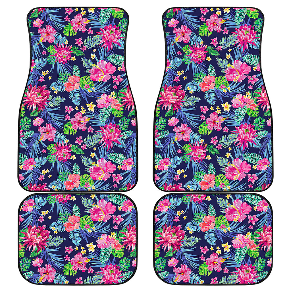 Blossom Tropical Flower Pattern Print Front and Back Car Floor Mats