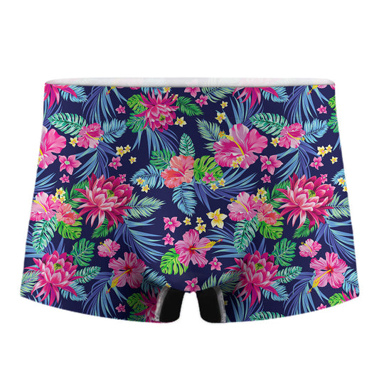 Blossom Tropical Flower Pattern Print Men's Boxer Briefs