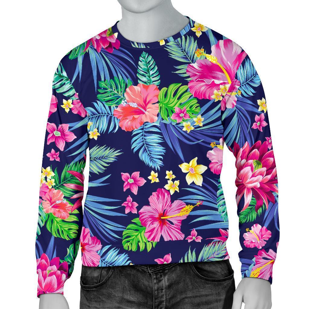Blossom Tropical Flower Pattern Print Men's Crewneck Sweatshirt GearFrost