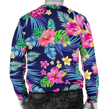 Blossom Tropical Flower Pattern Print Men's Crewneck Sweatshirt GearFrost