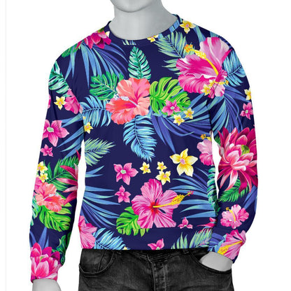 Blossom Tropical Flower Pattern Print Men's Crewneck Sweatshirt GearFrost