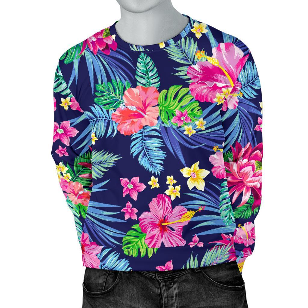 Blossom Tropical Flower Pattern Print Men's Crewneck Sweatshirt GearFrost