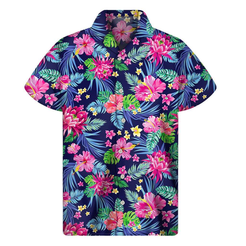 Blossom Tropical Flower Pattern Print Men's Short Sleeve Shirt
