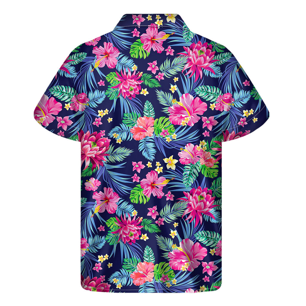 Blossom Tropical Flower Pattern Print Men's Short Sleeve Shirt