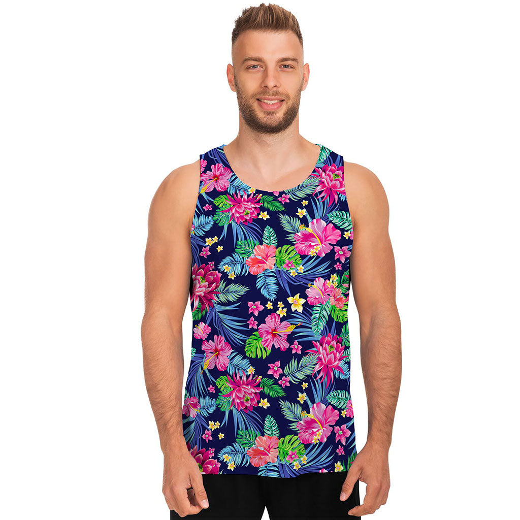 Blossom Tropical Flower Pattern Print Men's Tank Top
