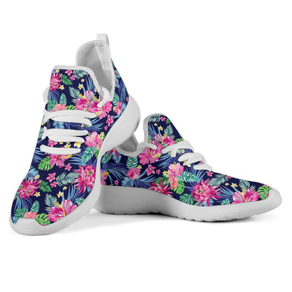 Blossom Tropical Flower Pattern Print Mesh Knit Shoes GearFrost
