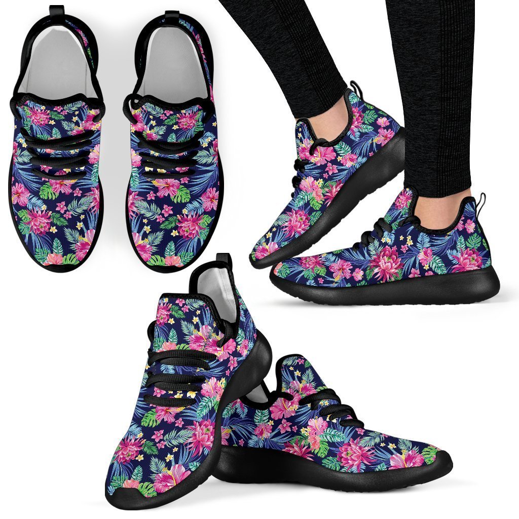 Blossom Tropical Flower Pattern Print Mesh Knit Shoes GearFrost