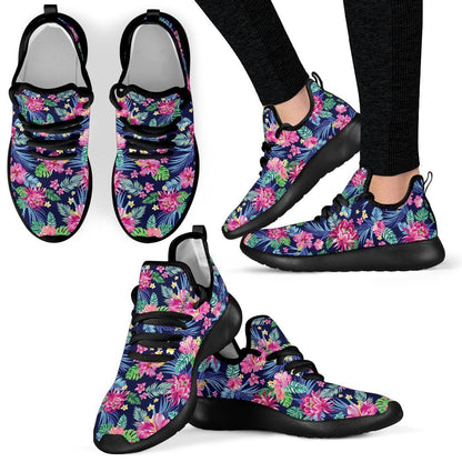Blossom Tropical Flower Pattern Print Mesh Knit Shoes GearFrost