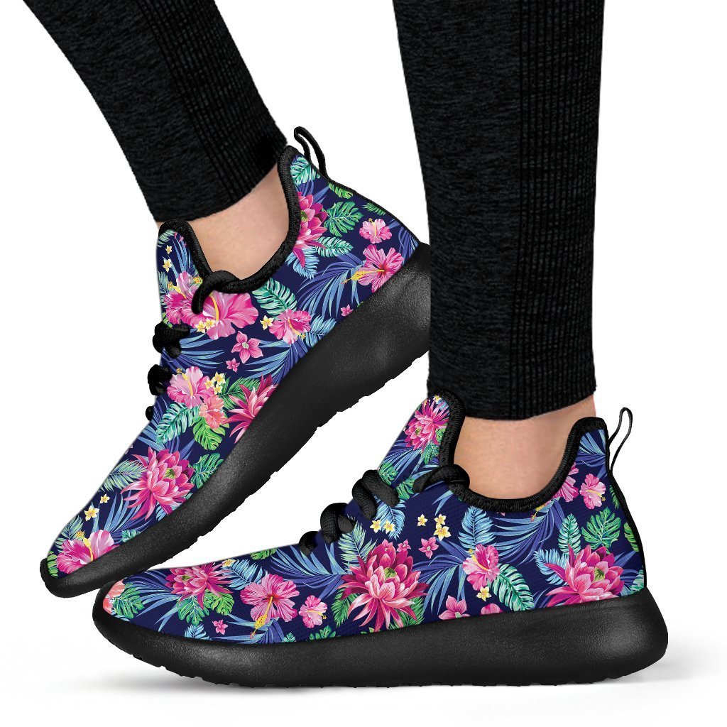 Blossom Tropical Flower Pattern Print Mesh Knit Shoes GearFrost