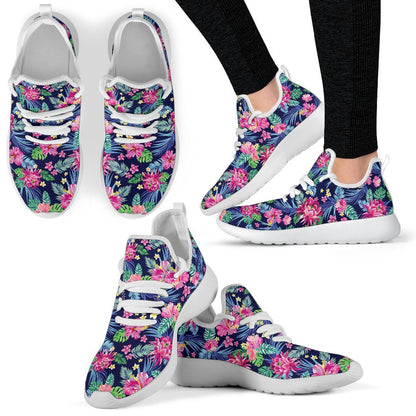 Blossom Tropical Flower Pattern Print Mesh Knit Shoes GearFrost