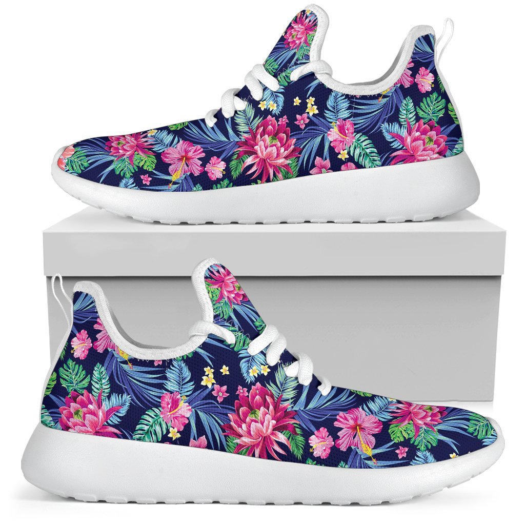 Blossom Tropical Flower Pattern Print Mesh Knit Shoes GearFrost