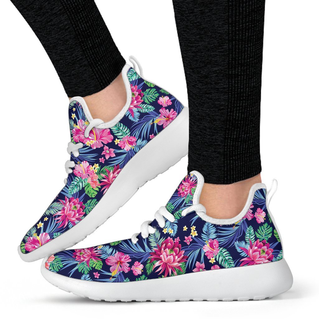 Blossom Tropical Flower Pattern Print Mesh Knit Shoes GearFrost