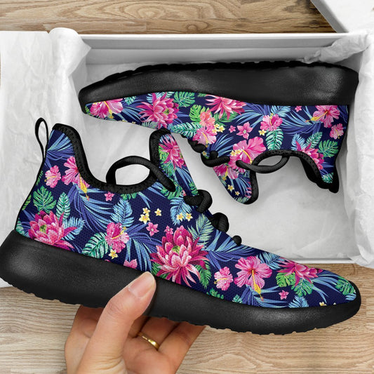 Blossom Tropical Flower Pattern Print Mesh Knit Shoes GearFrost