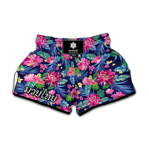 Blossom Tropical Flower Pattern Print Muay Thai Boxing Shorts