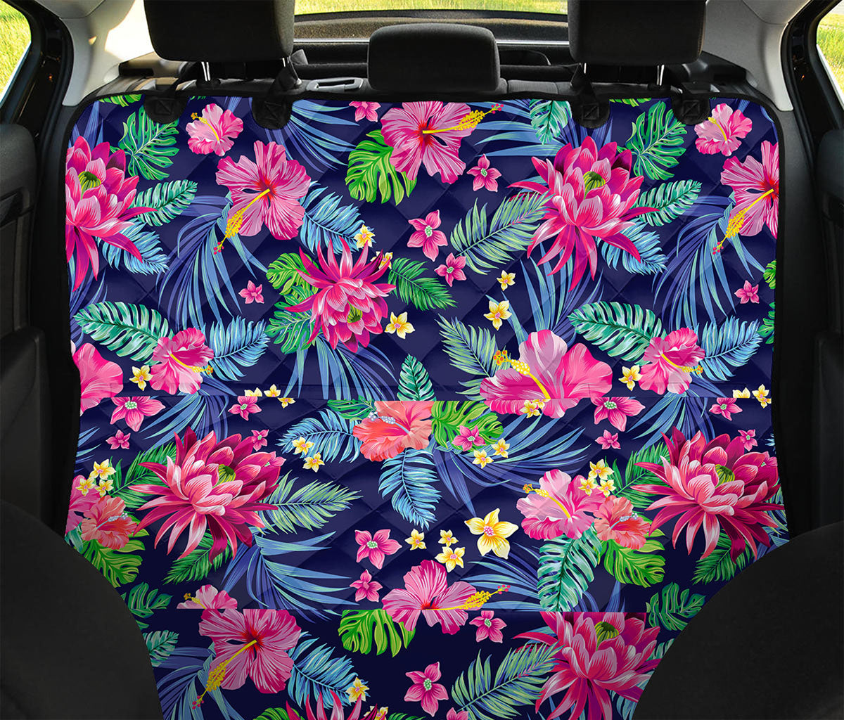 Blossom Tropical Flower Pattern Print Pet Car Back Seat Cover