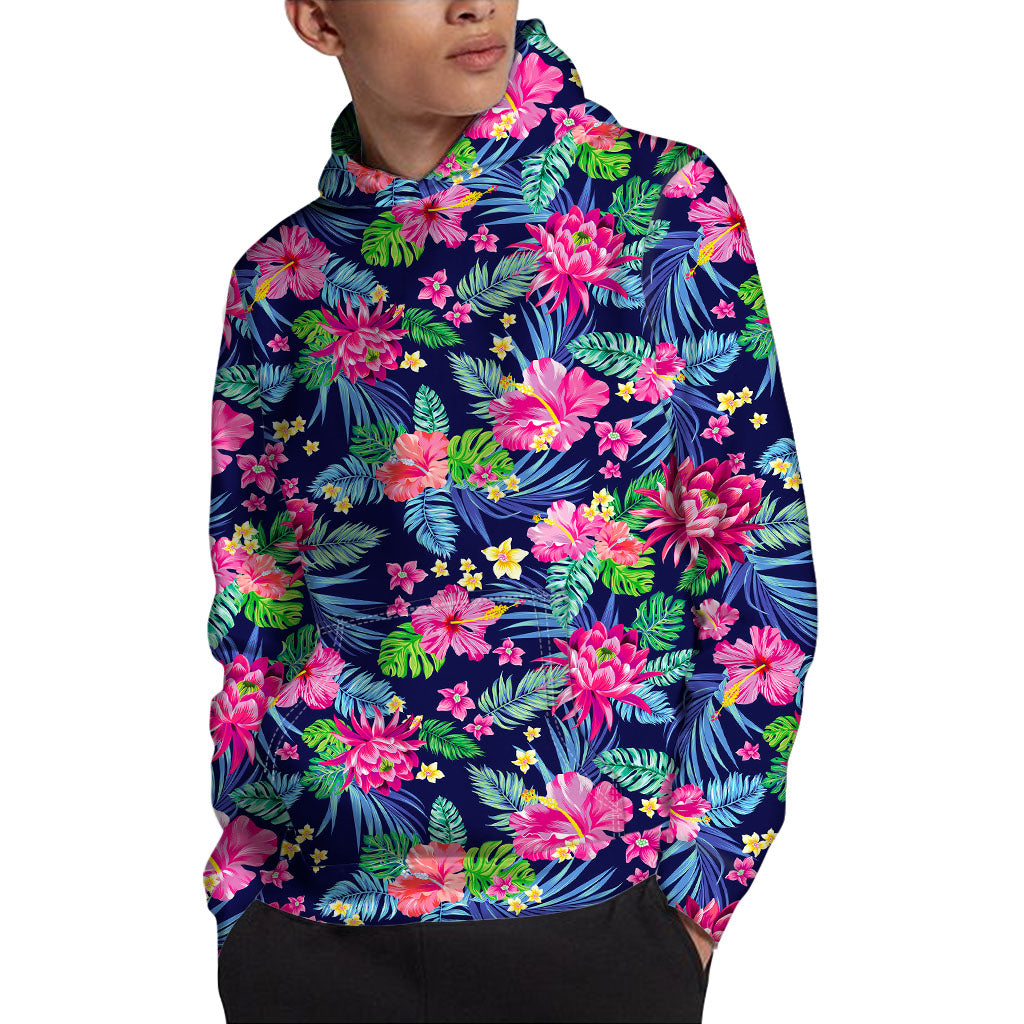Blossom Tropical Flower Pattern Print Pullover Hoodie