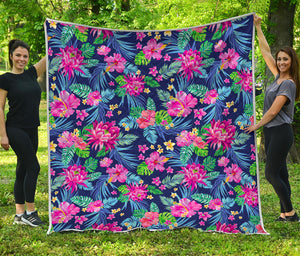 Blossom Tropical Flower Pattern Print Quilt