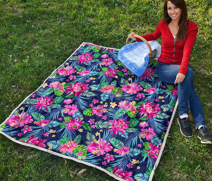 Blossom Tropical Flower Pattern Print Quilt