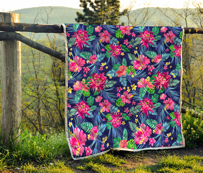Blossom Tropical Flower Pattern Print Quilt
