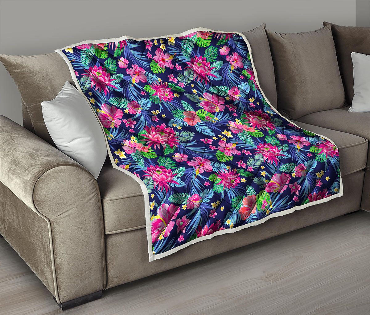 Blossom Tropical Flower Pattern Print Quilt