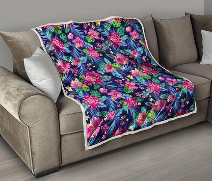 Blossom Tropical Flower Pattern Print Quilt