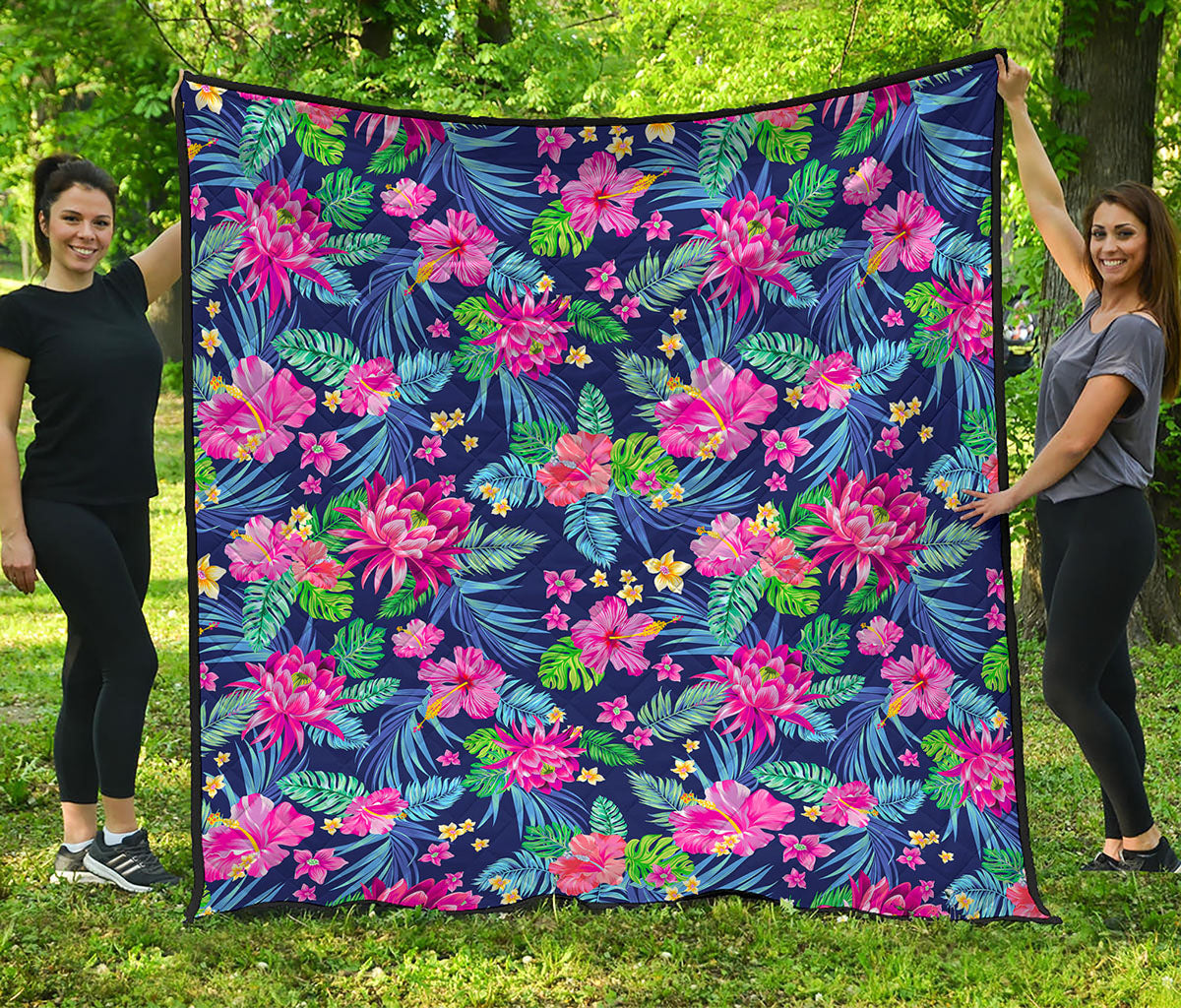 Blossom Tropical Flower Pattern Print Quilt
