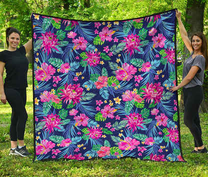 Blossom Tropical Flower Pattern Print Quilt