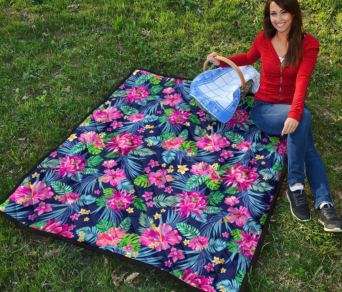 Blossom Tropical Flower Pattern Print Quilt