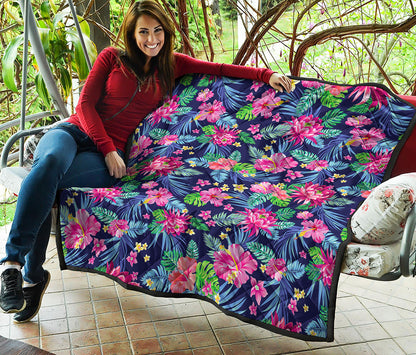 Blossom Tropical Flower Pattern Print Quilt