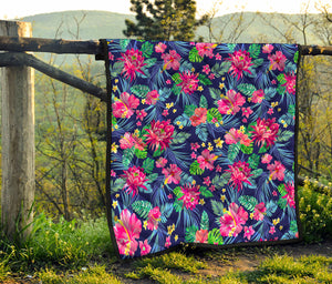 Blossom Tropical Flower Pattern Print Quilt