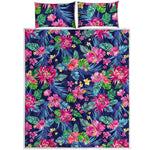 Blossom Tropical Flower Pattern Print Quilt Bed Set