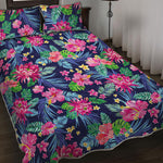 Blossom Tropical Flower Pattern Print Quilt Bed Set