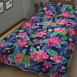 Blossom Tropical Flower Pattern Print Quilt Bed Set