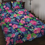 Blossom Tropical Flower Pattern Print Quilt Bed Set