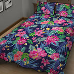 Blossom Tropical Flower Pattern Print Quilt Bed Set