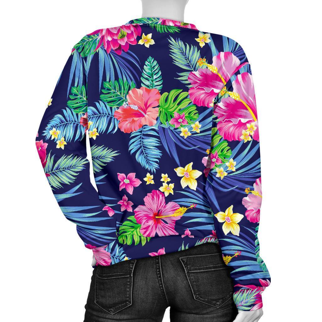 Blossom Tropical Flower Pattern Print Women's Crewneck Sweatshirt GearFrost