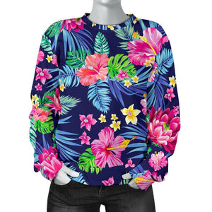 Blossom Tropical Flower Pattern Print Women's Crewneck Sweatshirt GearFrost