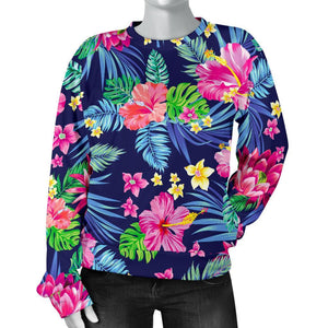 Blossom Tropical Flower Pattern Print Women's Crewneck Sweatshirt GearFrost