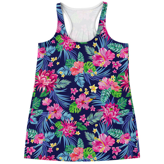 Blossom Tropical Flower Pattern Print Women's Racerback Tank Top