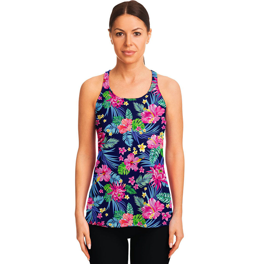 Blossom Tropical Flower Pattern Print Women's Racerback Tank Top