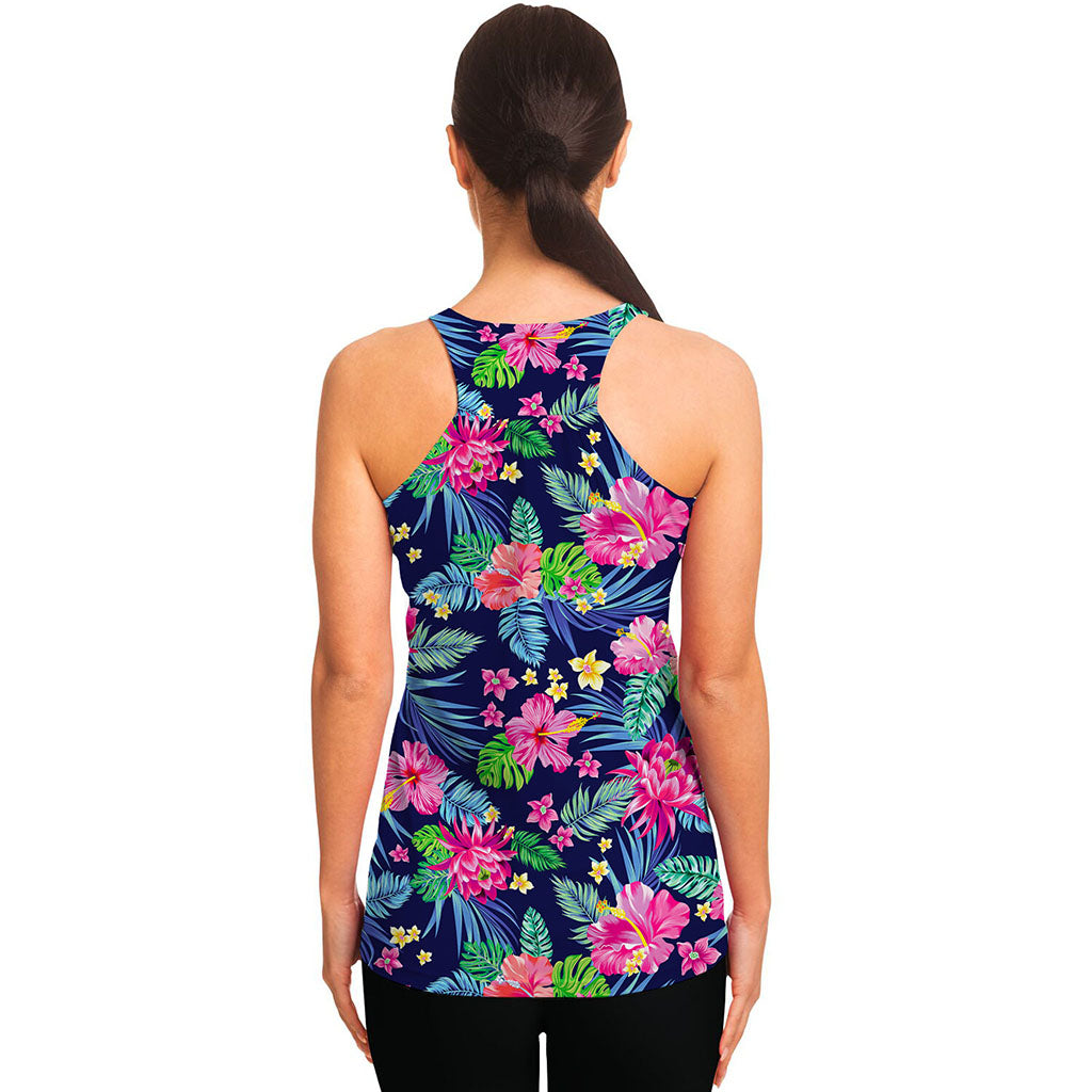 Blossom Tropical Flower Pattern Print Women's Racerback Tank Top